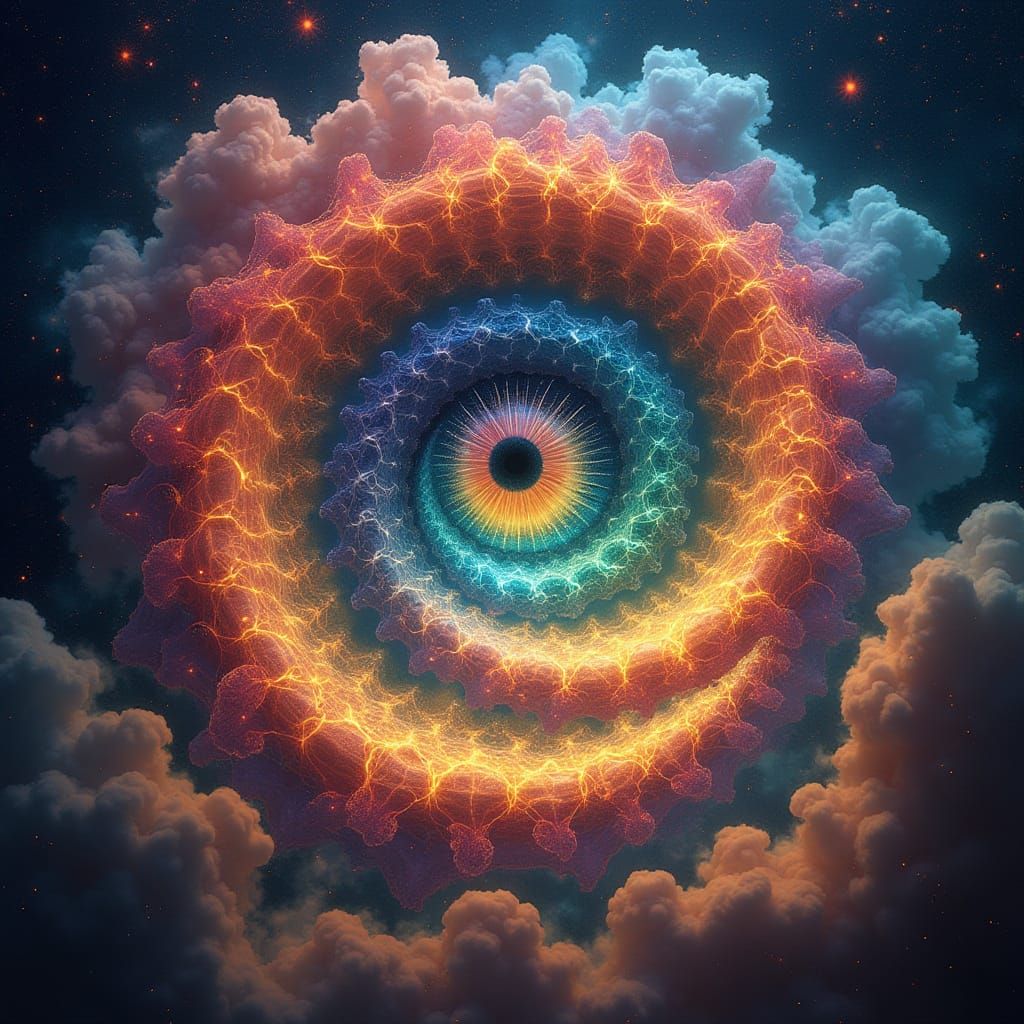 Ouroboros Wheel of Fortune in Visionary Art Style