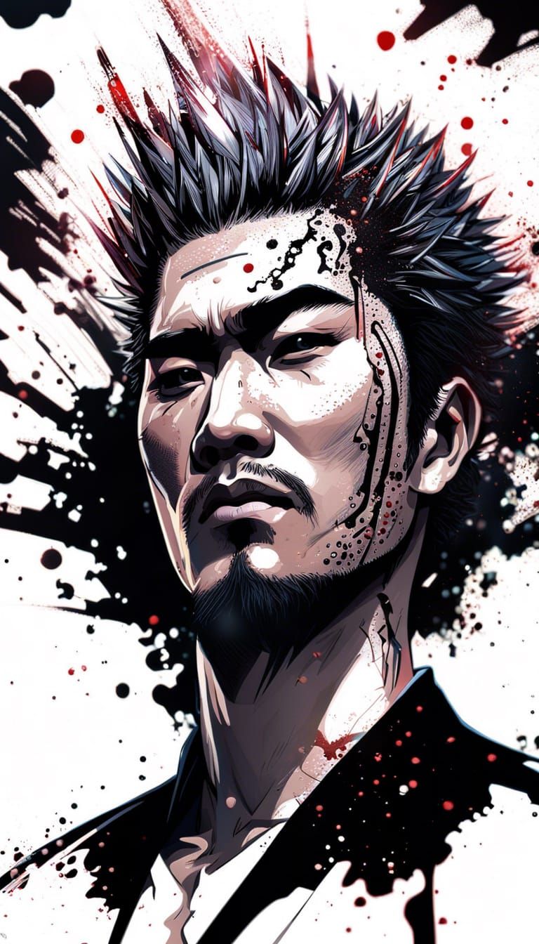 Hyperrealistic Yakuza Scarification Portrait in HDR