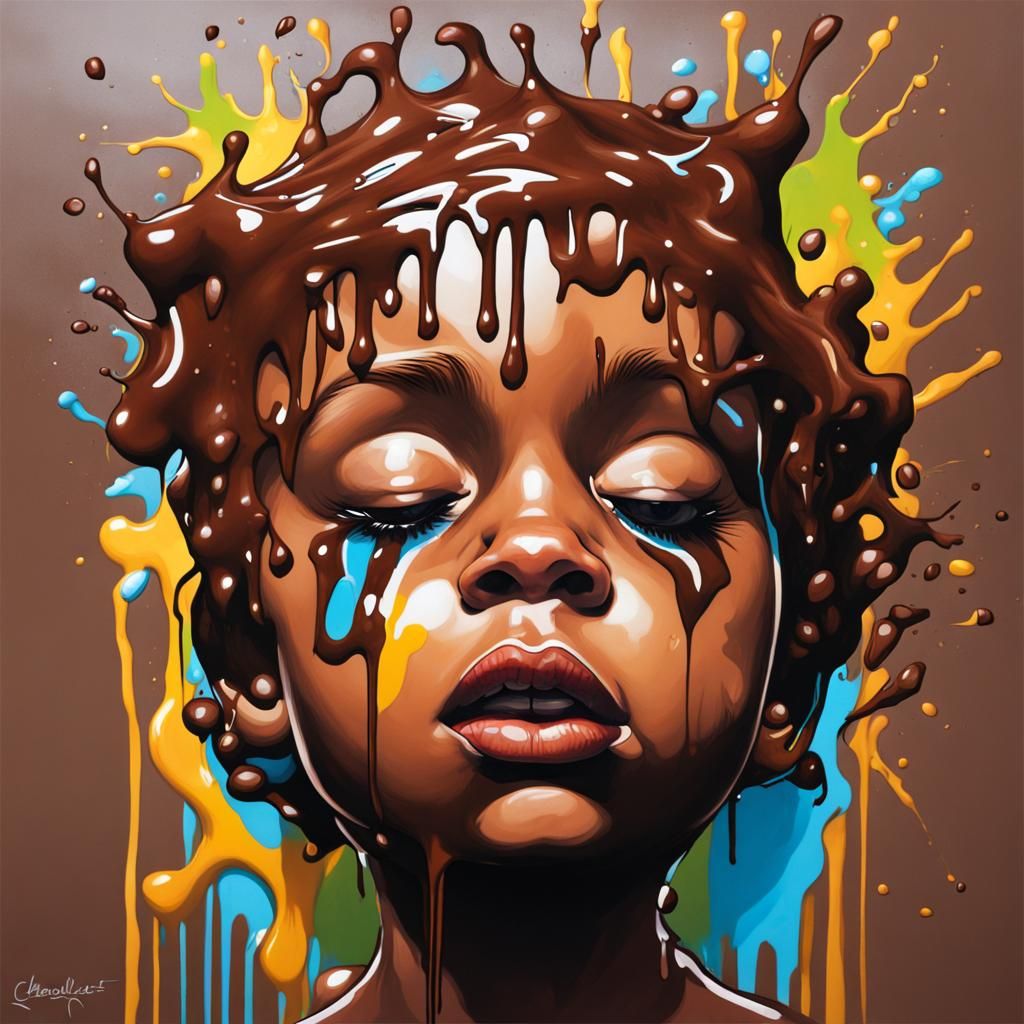 Chocolate Rain Graffiti Art in Spray Paint Style