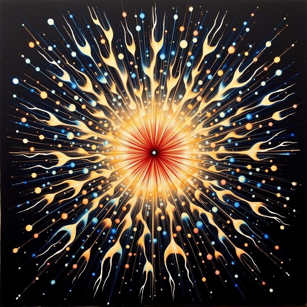 <lora:Ink Poet:1.0><lora:WISHY WASHY:1.0>
<lora:Chemical Burn:1.0>

This painting captures a burst of energy and light a...