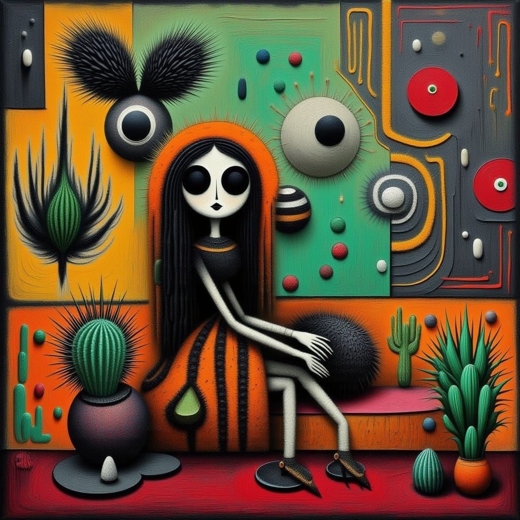 Cactus Person with Lantern Doll