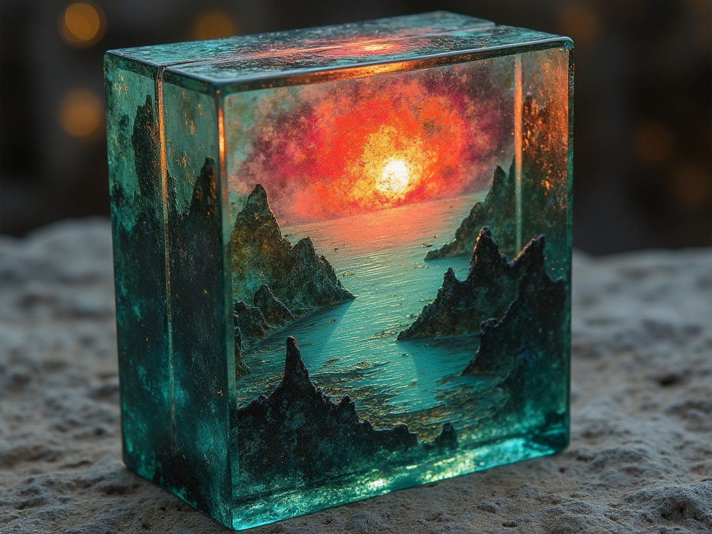 Alien Landscape with Gemstones and Glass