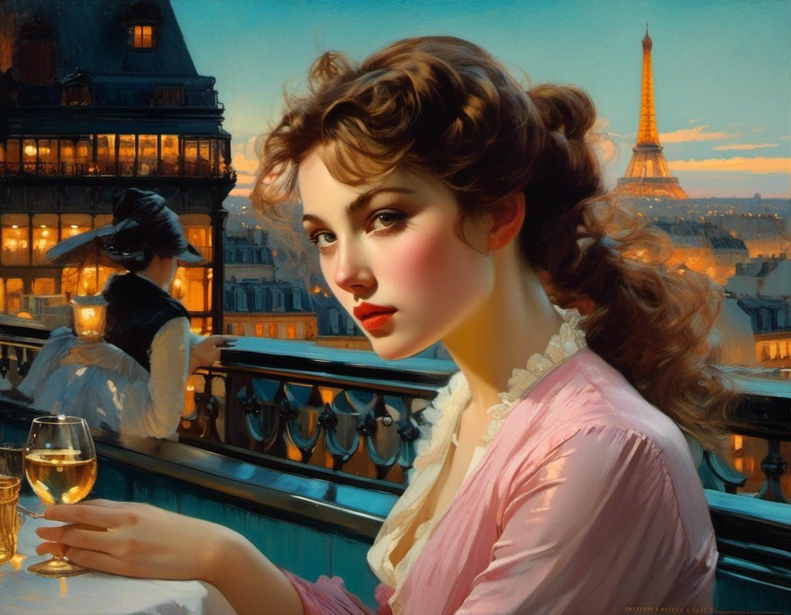 Parisian Actress Portrait in Anime Style