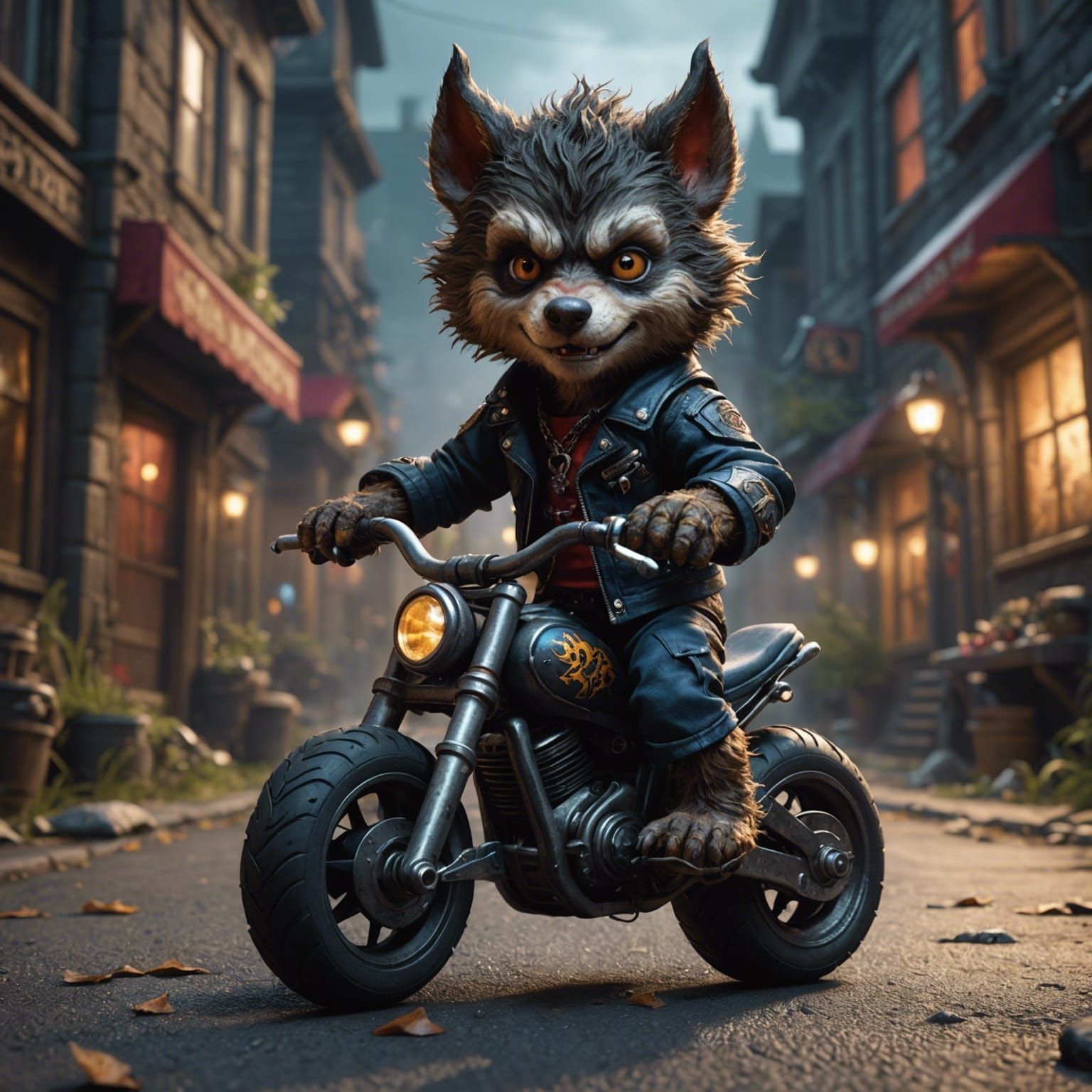 Werewolf Baby Biker Fantasy Concept Art