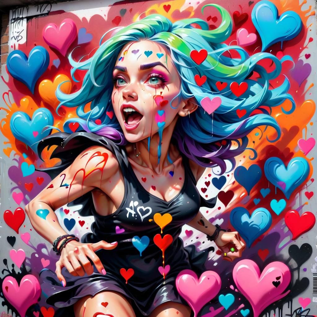 Colorful Witch in Graffiti Art Style