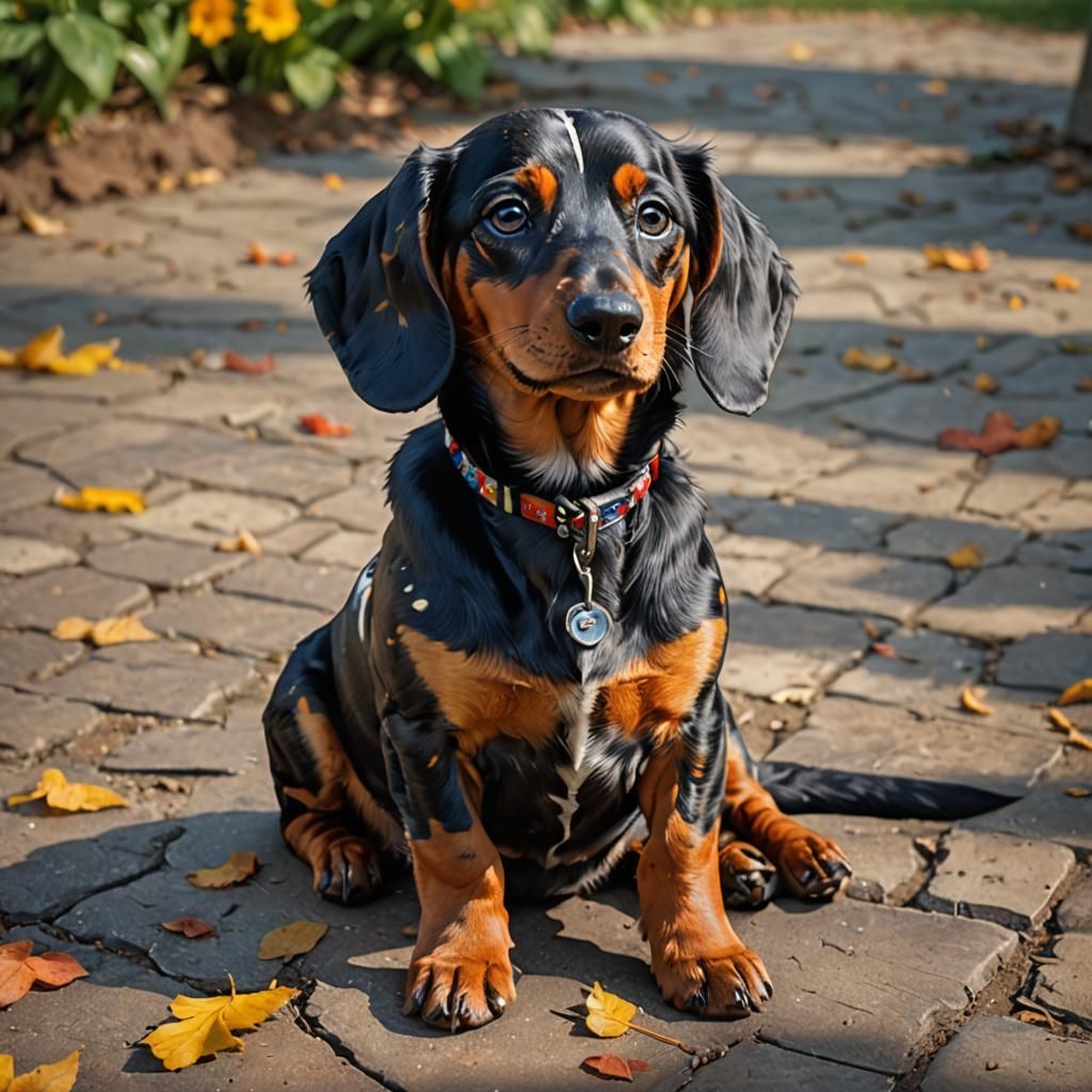 Adorable Harlequin Dachshund in Splash Art Style