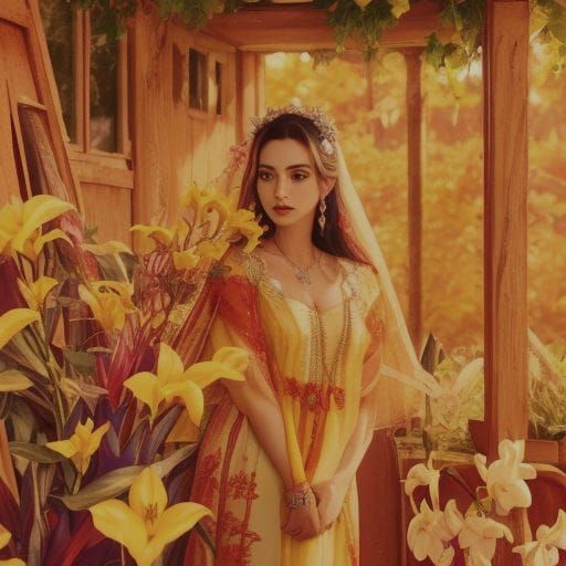 Colorful Display of Lilies, Orchids, and Faces