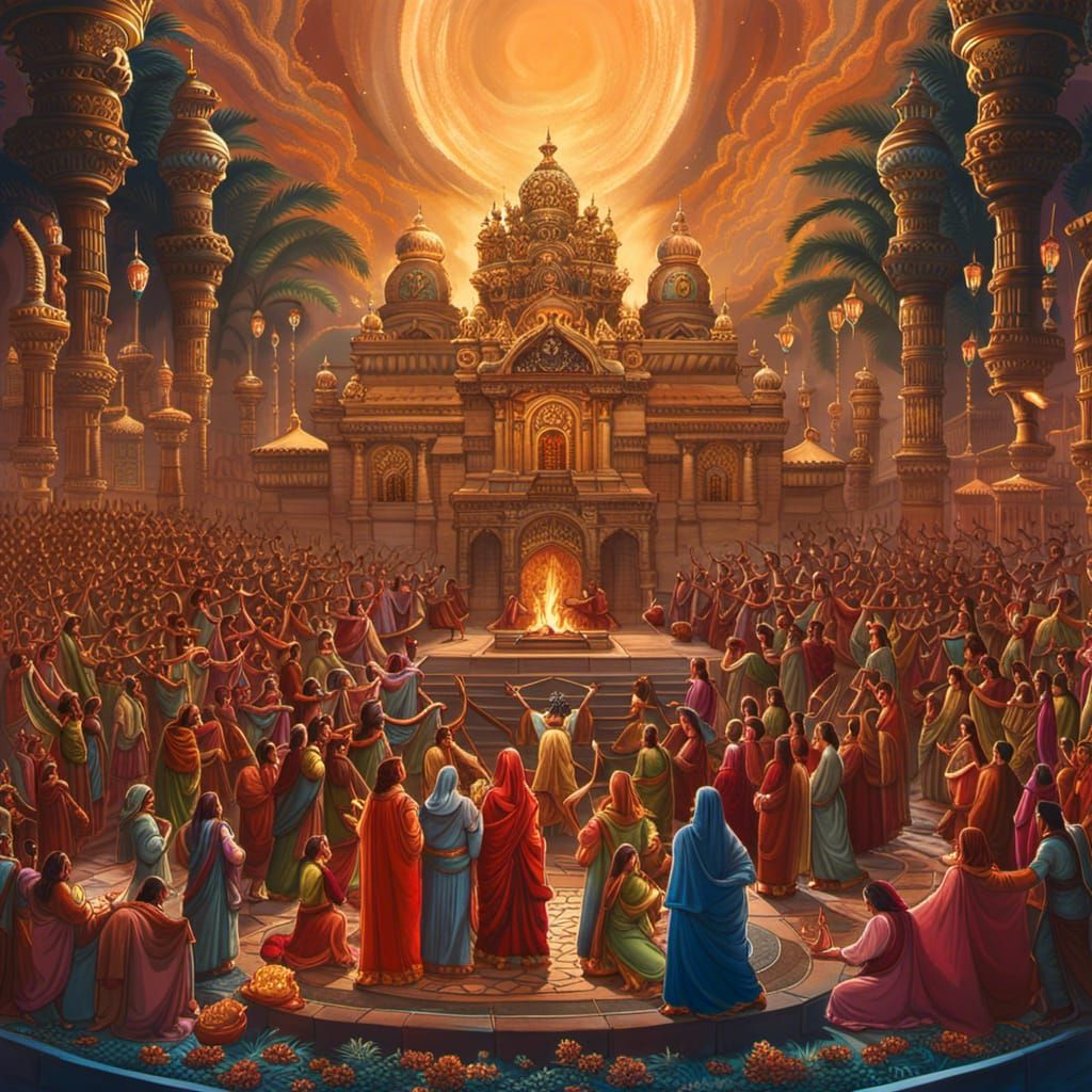 Dussehra Festival: Detailed Matte Painting in Deep Color