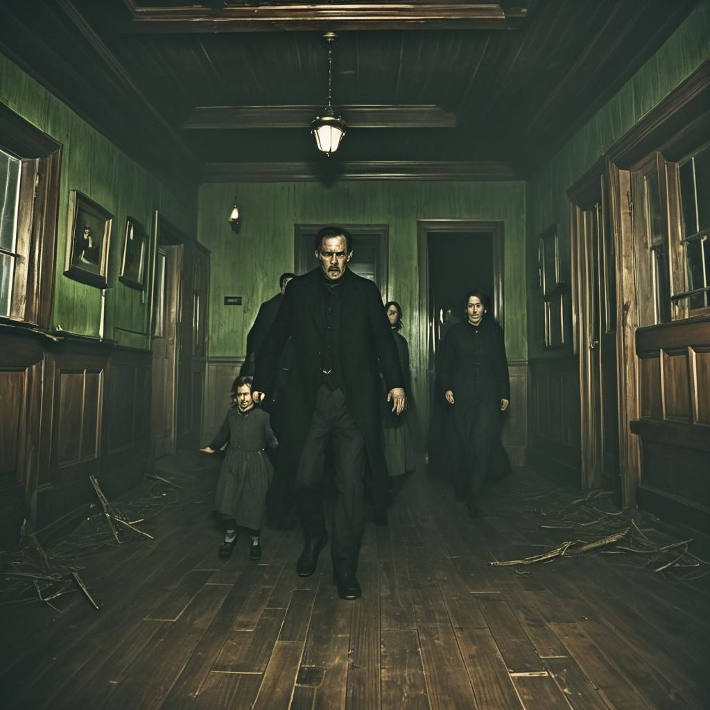 Cinematic Horror: Family Fleeing Supernatural Entities