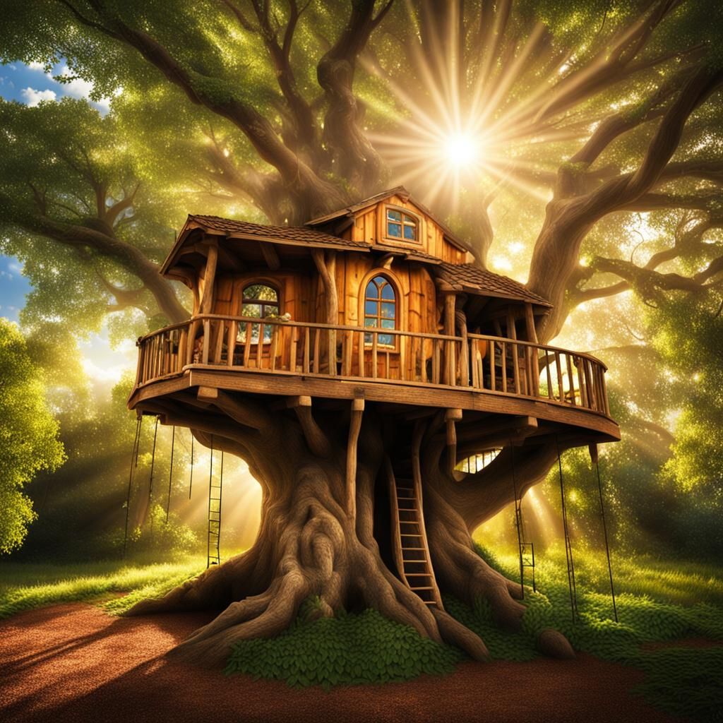 Treehouse Inside a Tree in Divine Light