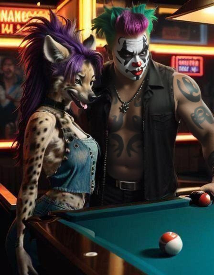 Photorealistic Juggalo Portrait with Green Hair