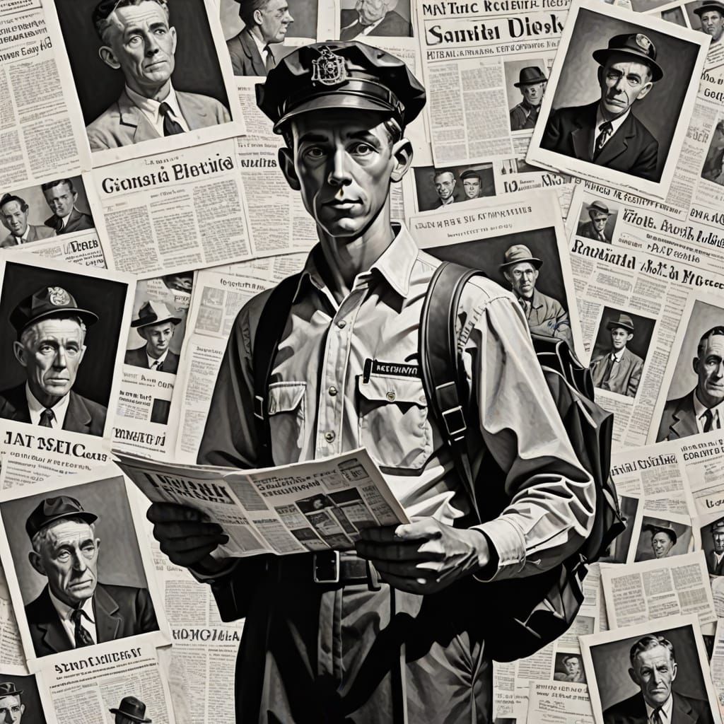 Norman Rockwell Style Newspaper Boy Painting