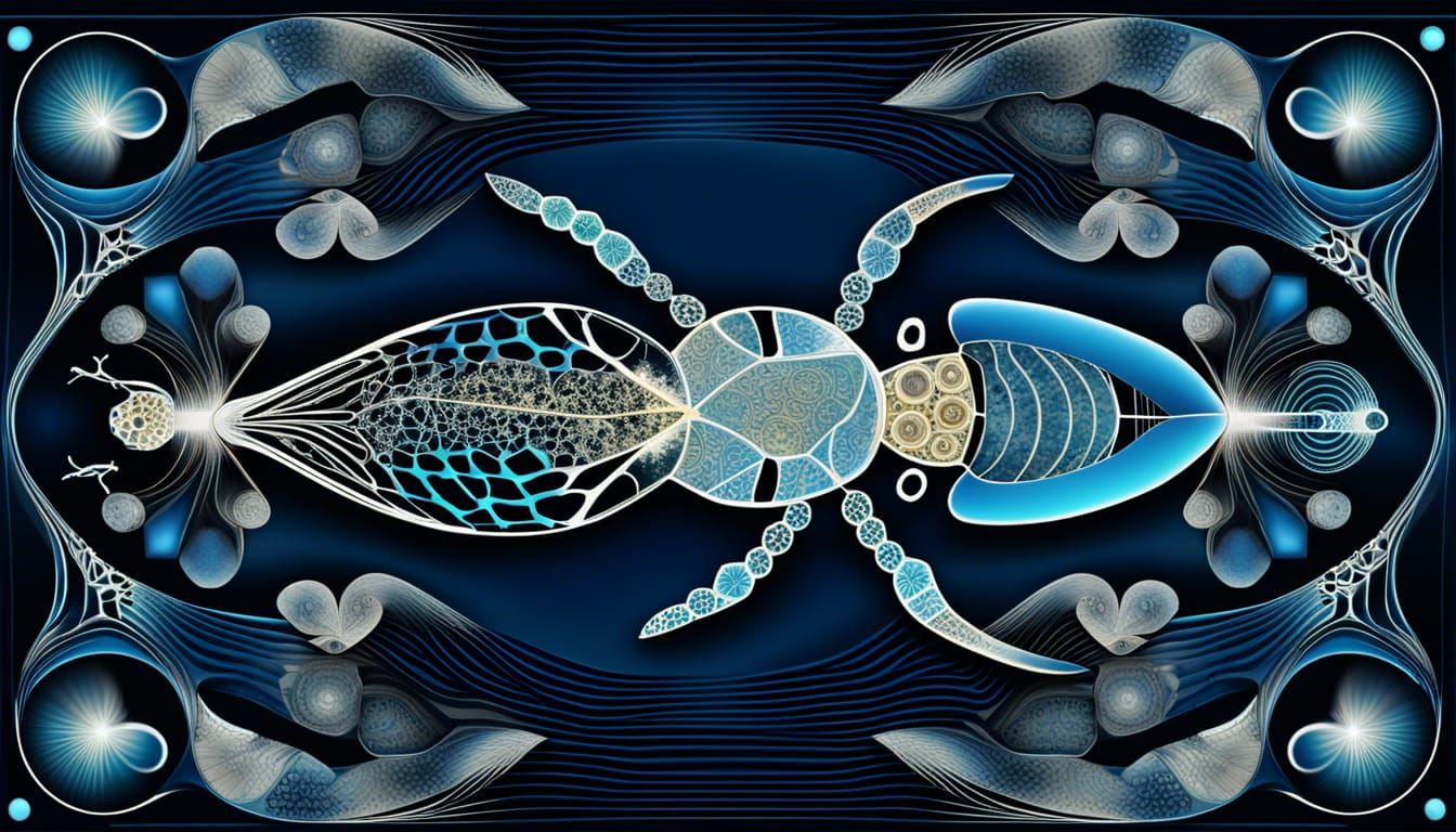 Abstract Whale Skeleton with Crystalline Water