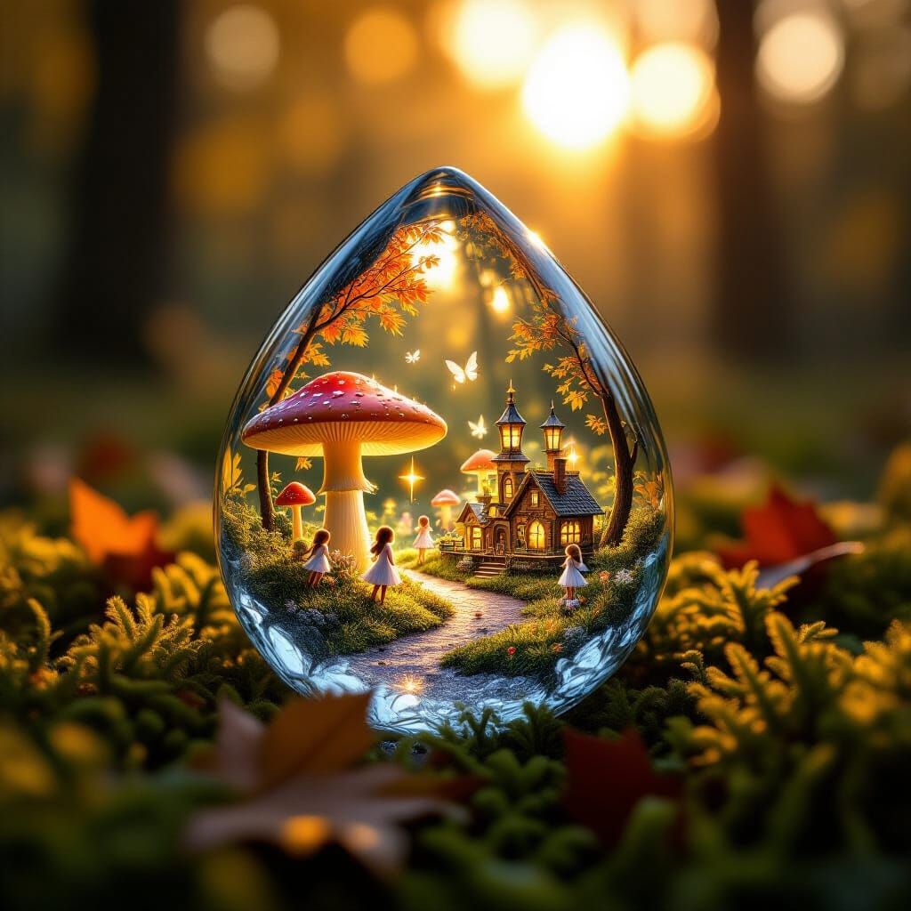 Crystal Dewdrop Fossil Reveals Enchanted Mushroom City