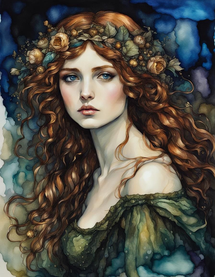 Grimdark Fantasy Maiden in Pre-Raphaelite Style