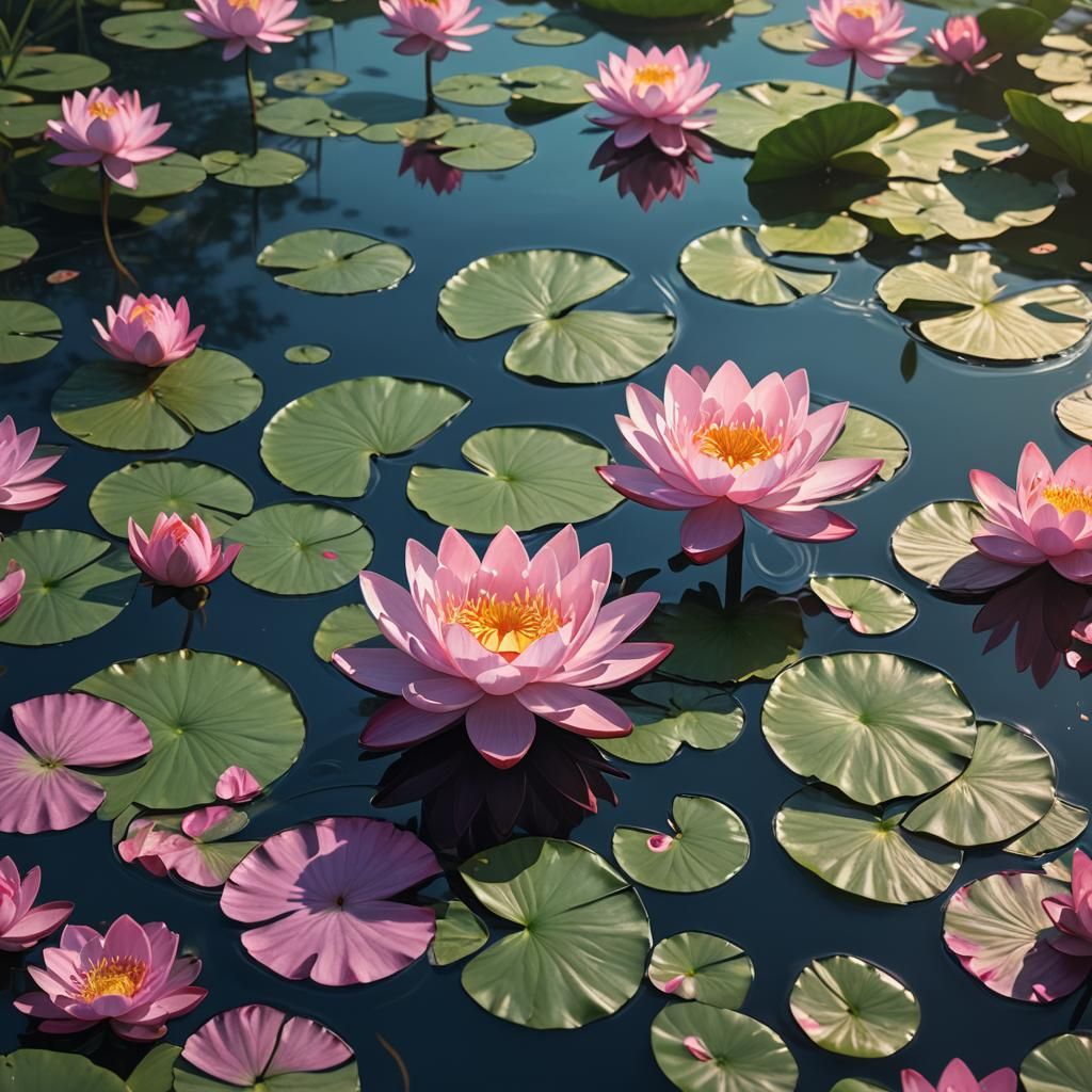 Pink Lotus Flower Digital Matte Painting