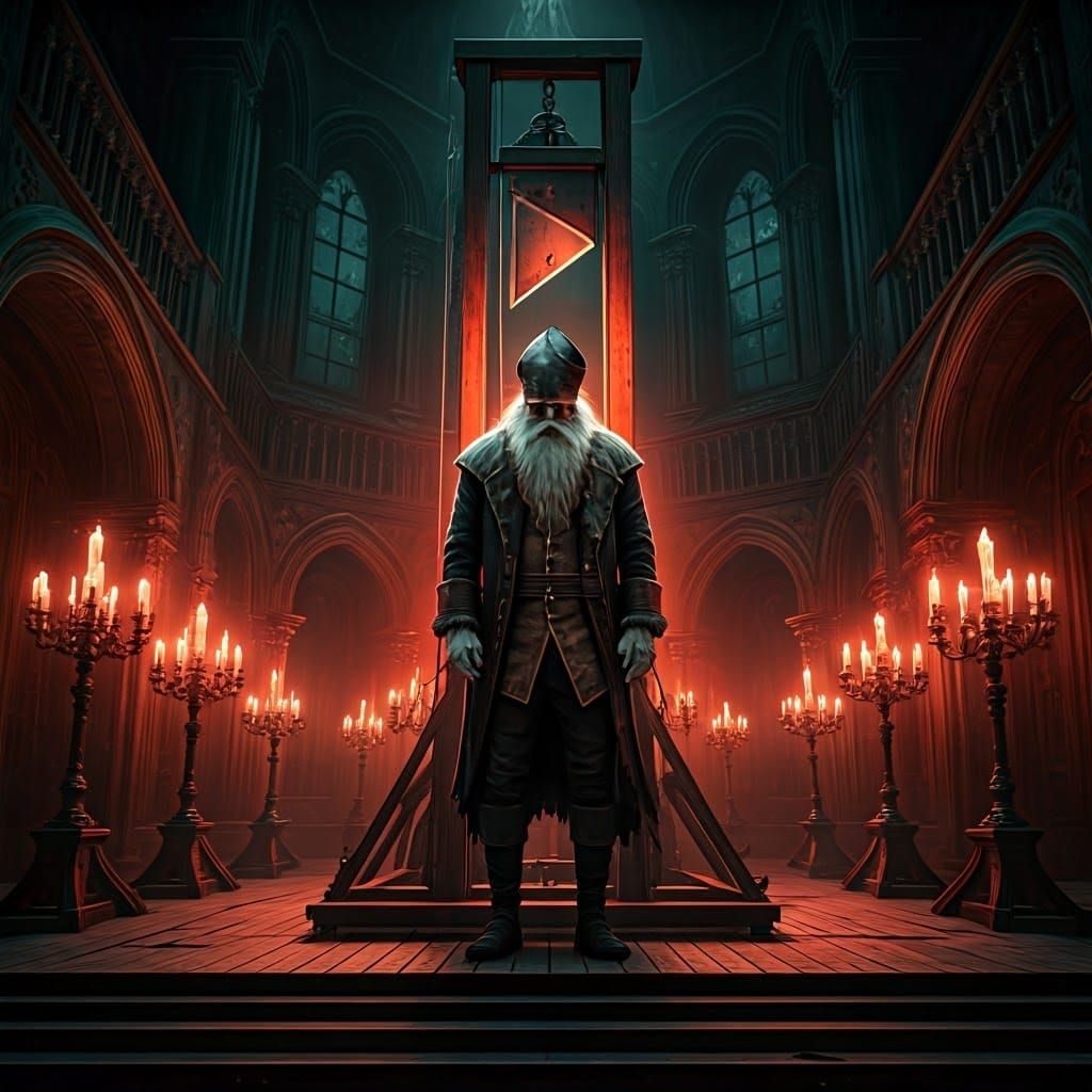 Surreal Santa Claus Execution in Dark Fantasy Style