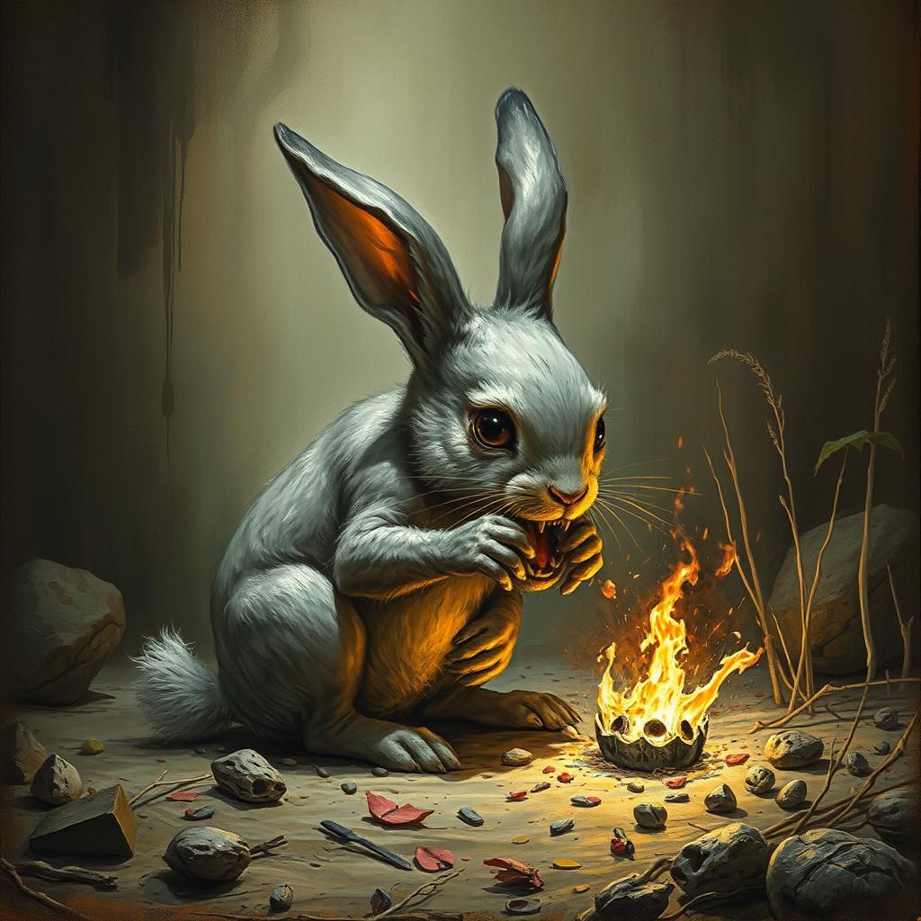 Horrifying Killer Rabbit in Dark Fantasy Style