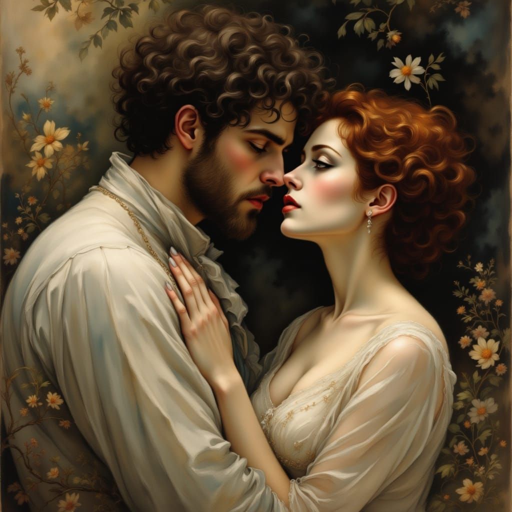 Devoted Couple in Romantic Painterly Style