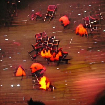 Fiery Clouds Rain Down on Discarded Chairs