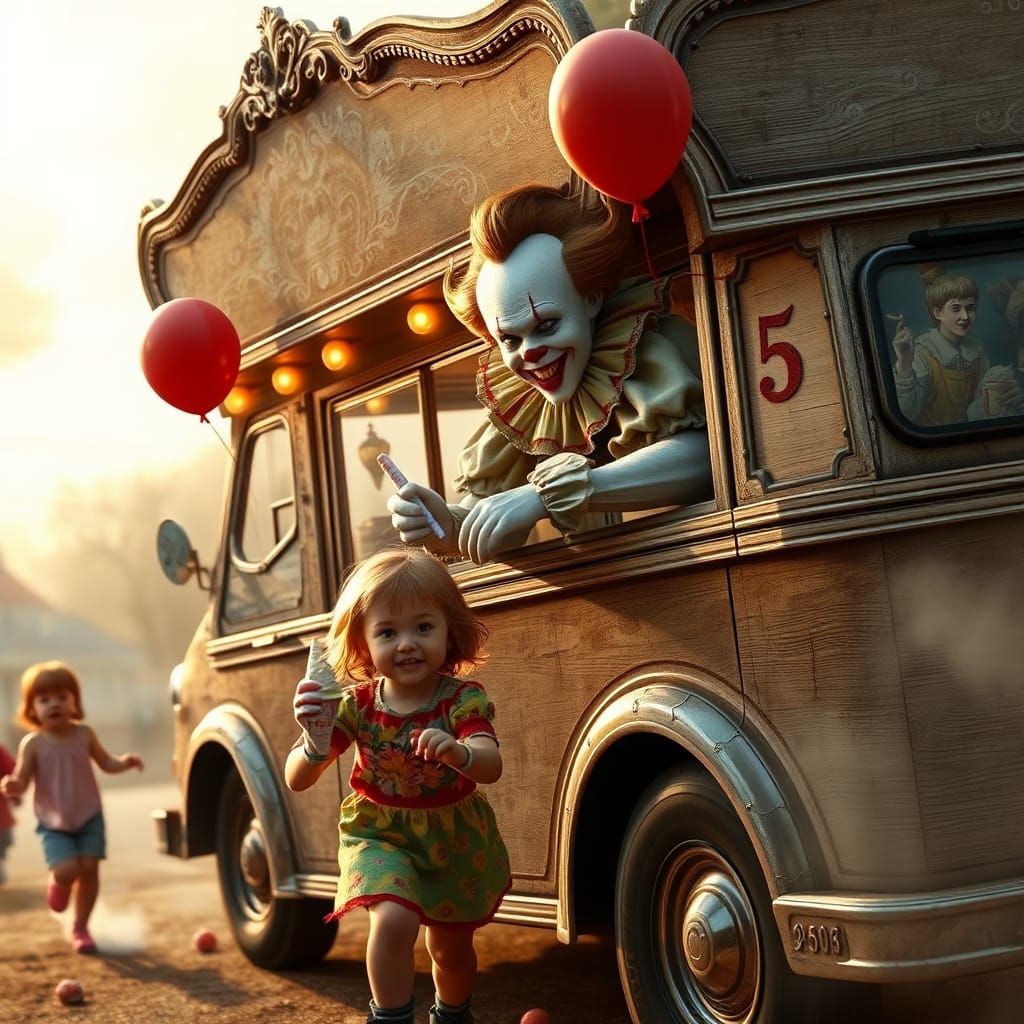 Pennywise the Ice Cream Man in Dreamlike Art
