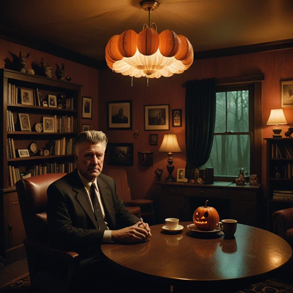 David Lynch in a Haunting Halloween Cabin Scene