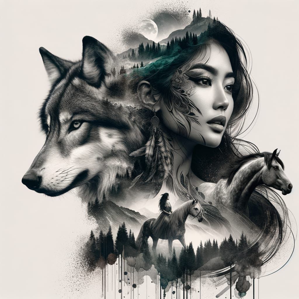 South-Asian Goddess Unites with Nature in Double Exposure Ar...