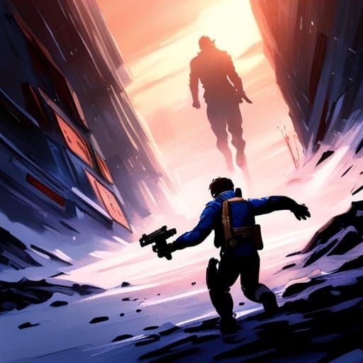 Fallout 4 Vault Dweller in Anime Battle Scene