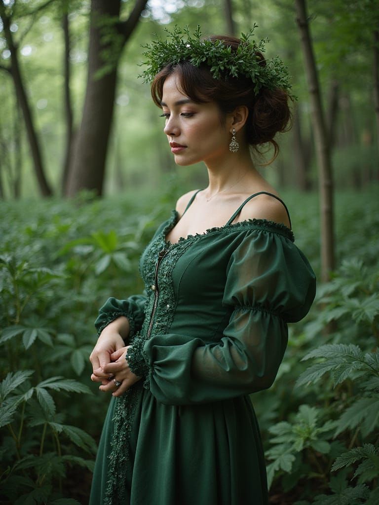 emerald lady in the woods