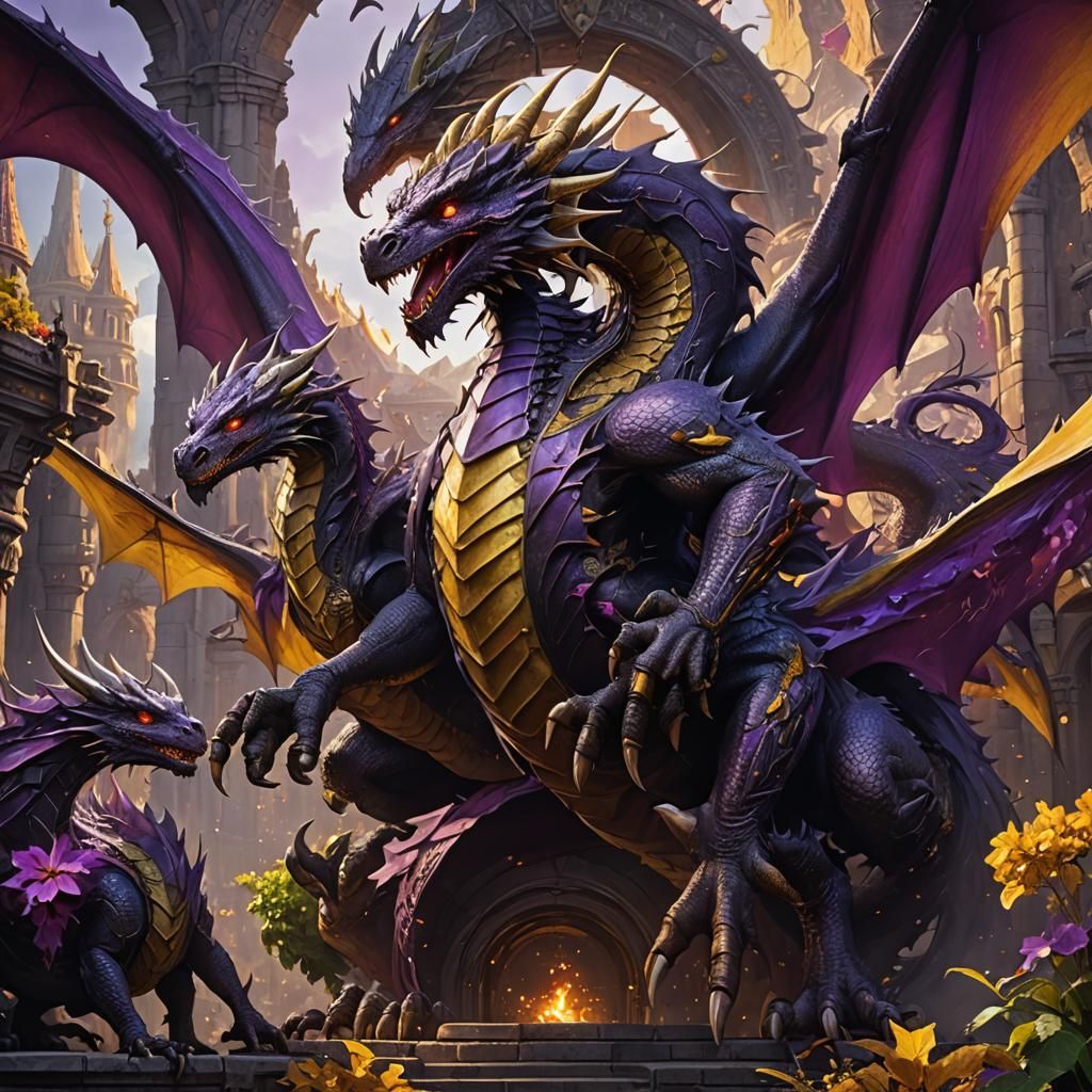 Epic Dragons in Dark Fantasy Style