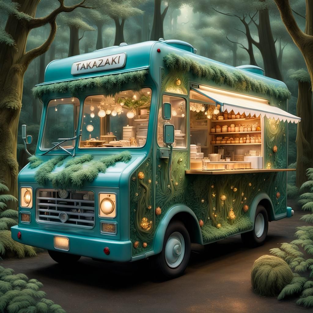 glass food truck adorned