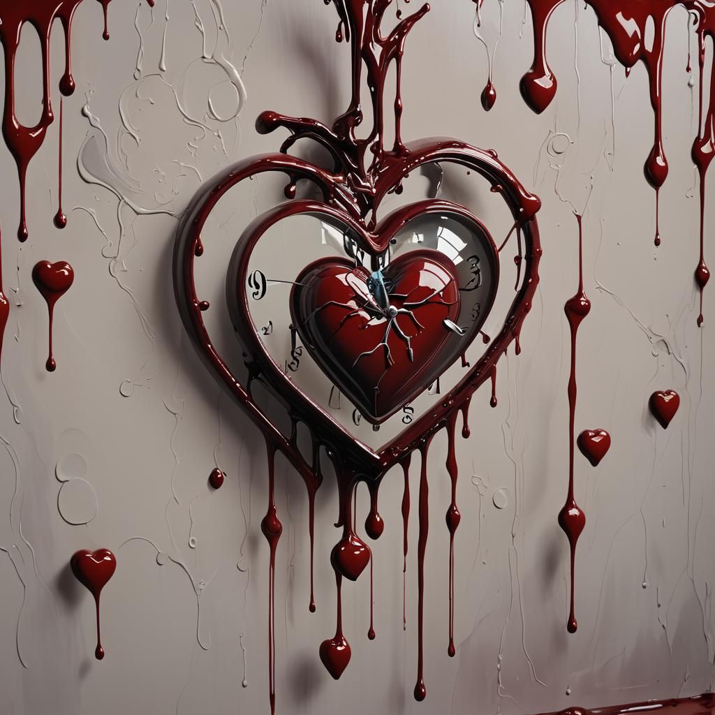 Surreal Heart in Dreamlike Crimson Landscape