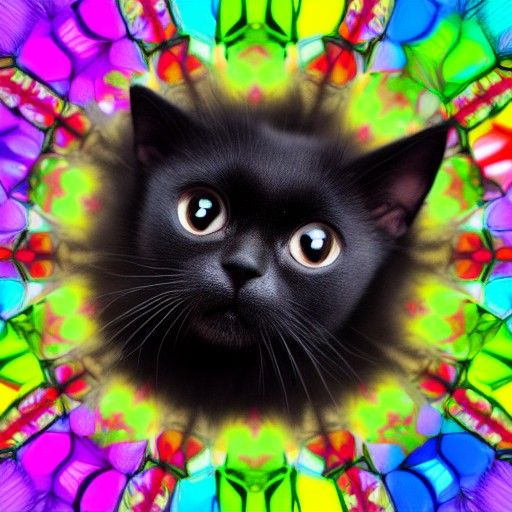 Hyperrealistic Cat in Kaleidoscope of Glass