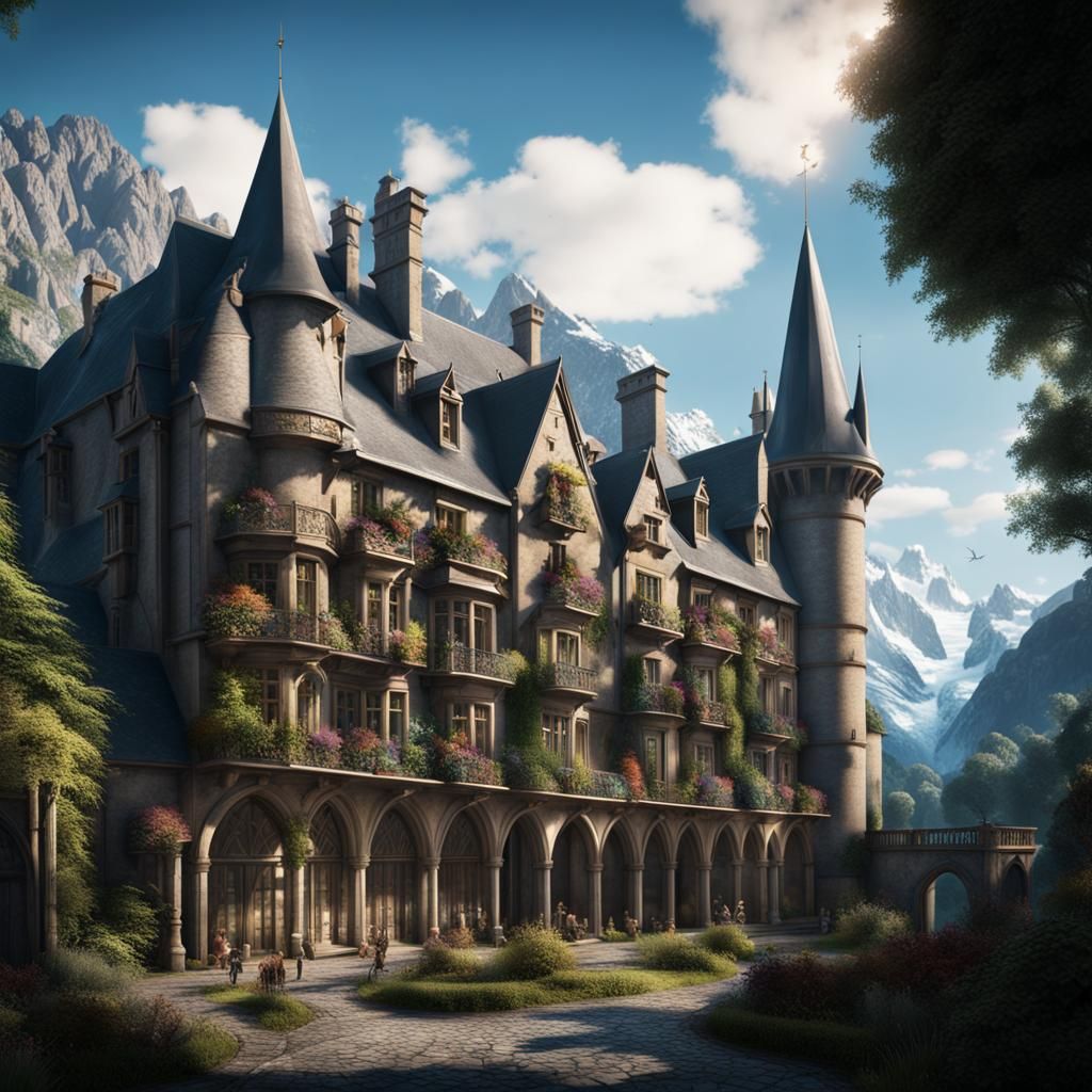 Beauxbatons Academy in the Pyrenees: Fantasy Concept Art