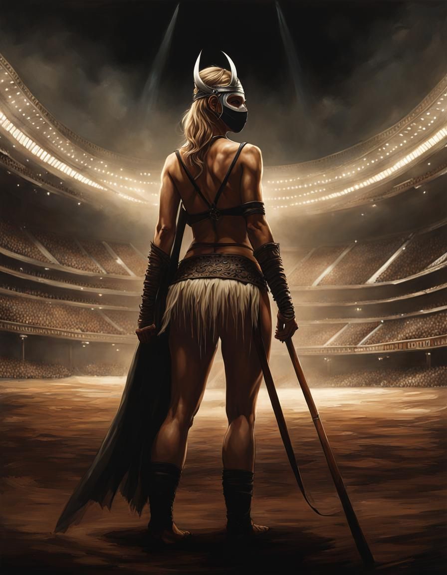 Science Fantasy Arena Gladiator in Dark Matte Painting