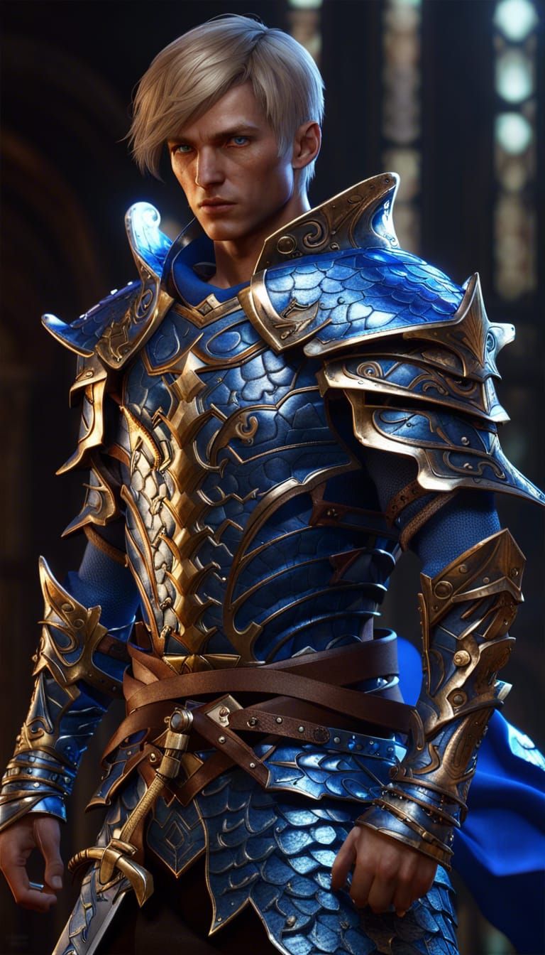 Epic Swordsman with Dragon Eyes in 3D Style