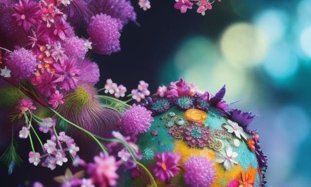 Intricate Mixed Media Collage with Hyperrealistic Details