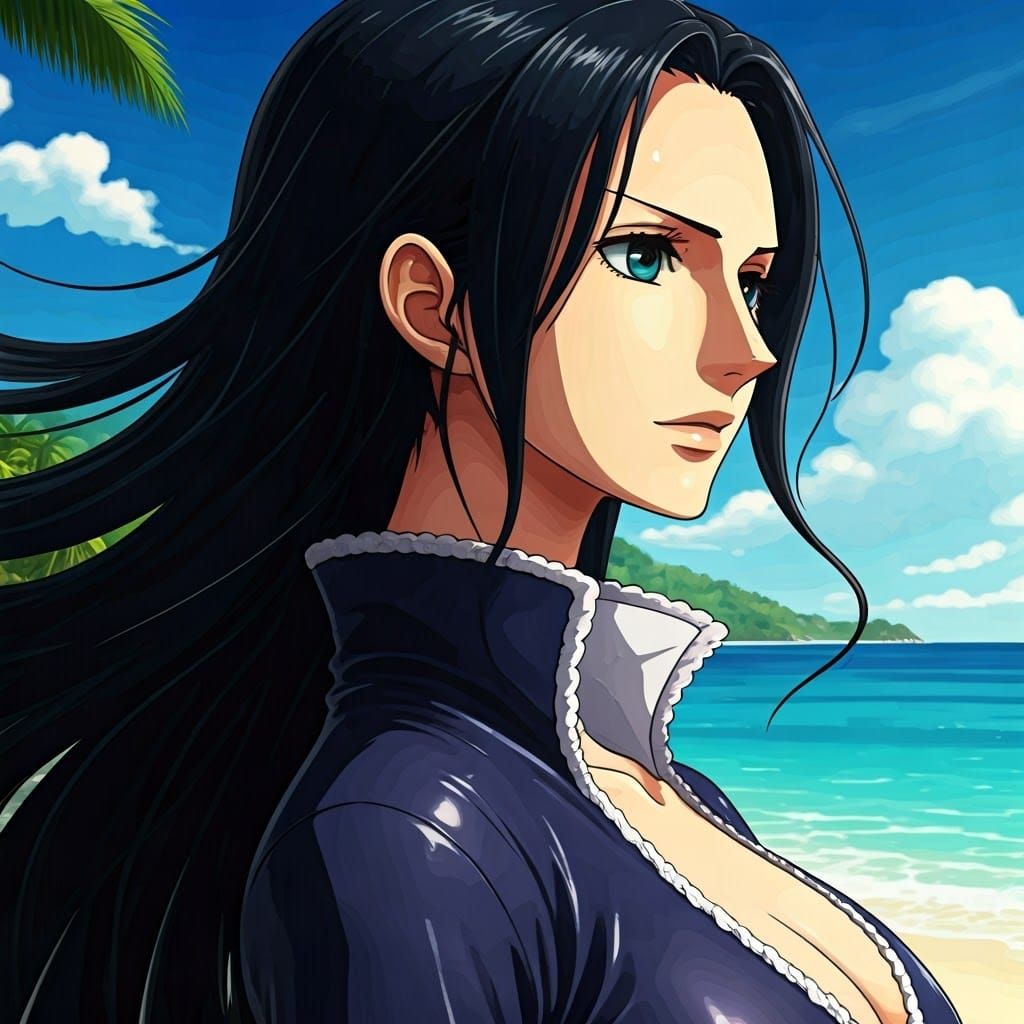 Nico Robin Anime Girl on Beach in 4K