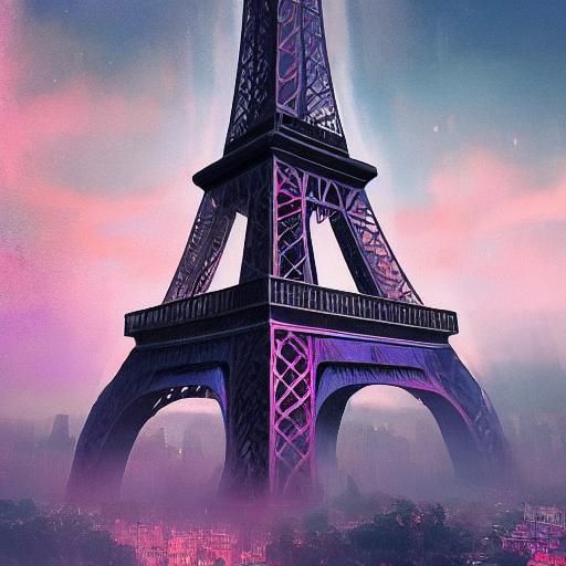 Mystical Eiffel Tower in Dreamlike City