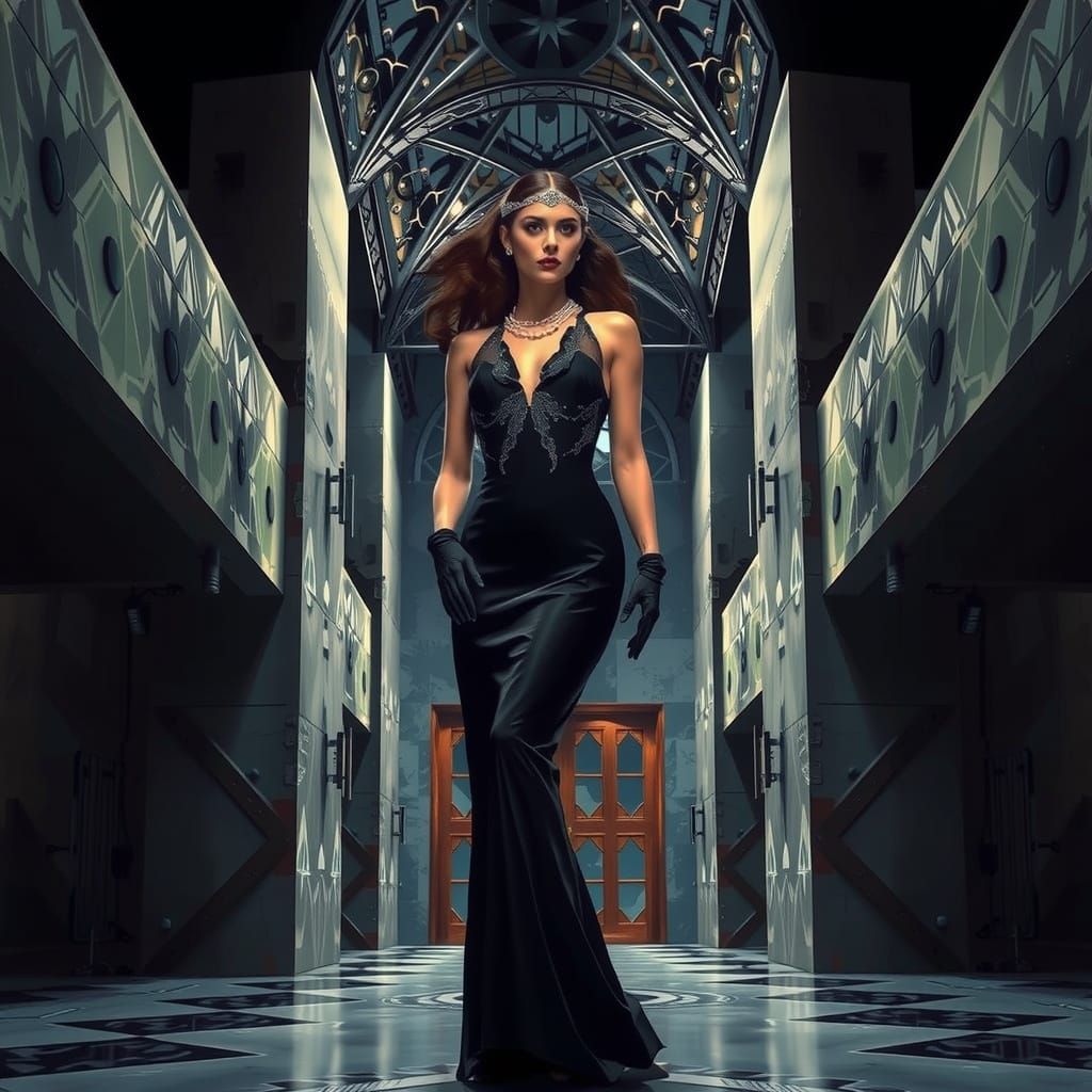 Sleek Art Deco Queen in Brutalist Architecture