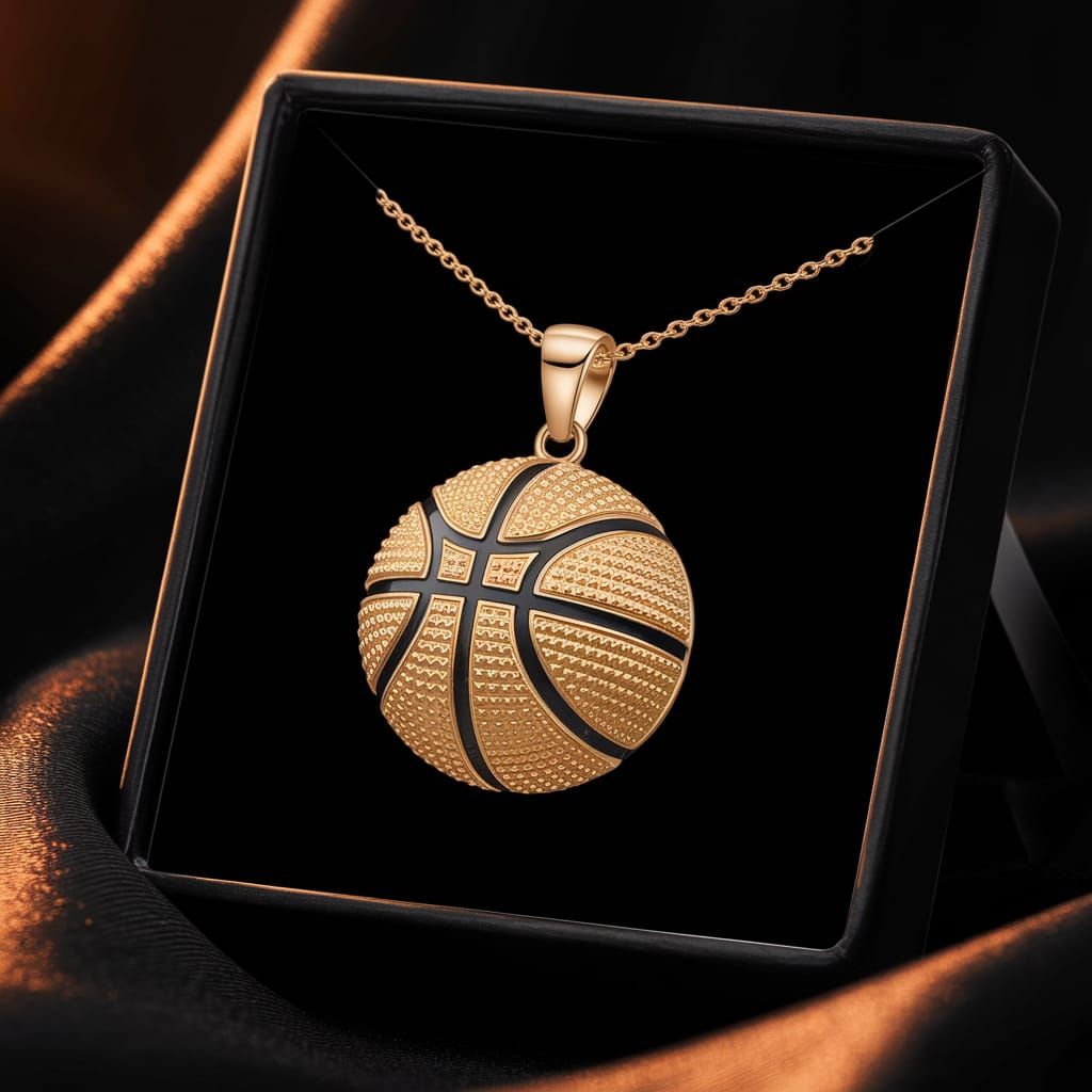 Basketball Pendant Necklace: Digital Art Display