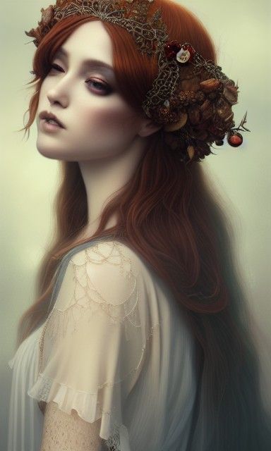 Gothic Priestess with Spiderweb Crown, Detailed Portrait