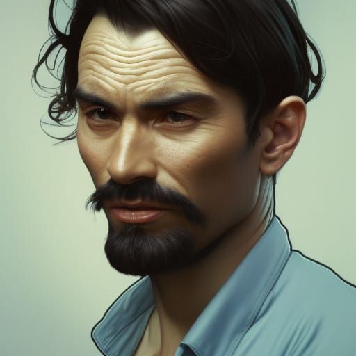 Hyperdetailed Portrait of Handsome Man in Art Nouveau Style