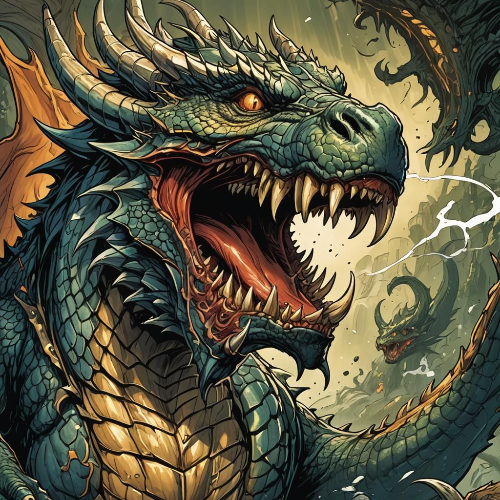 Roaring Dragon Comic Book Art