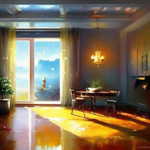 Cat in Window: Symmetrical Low Poly Concept Art