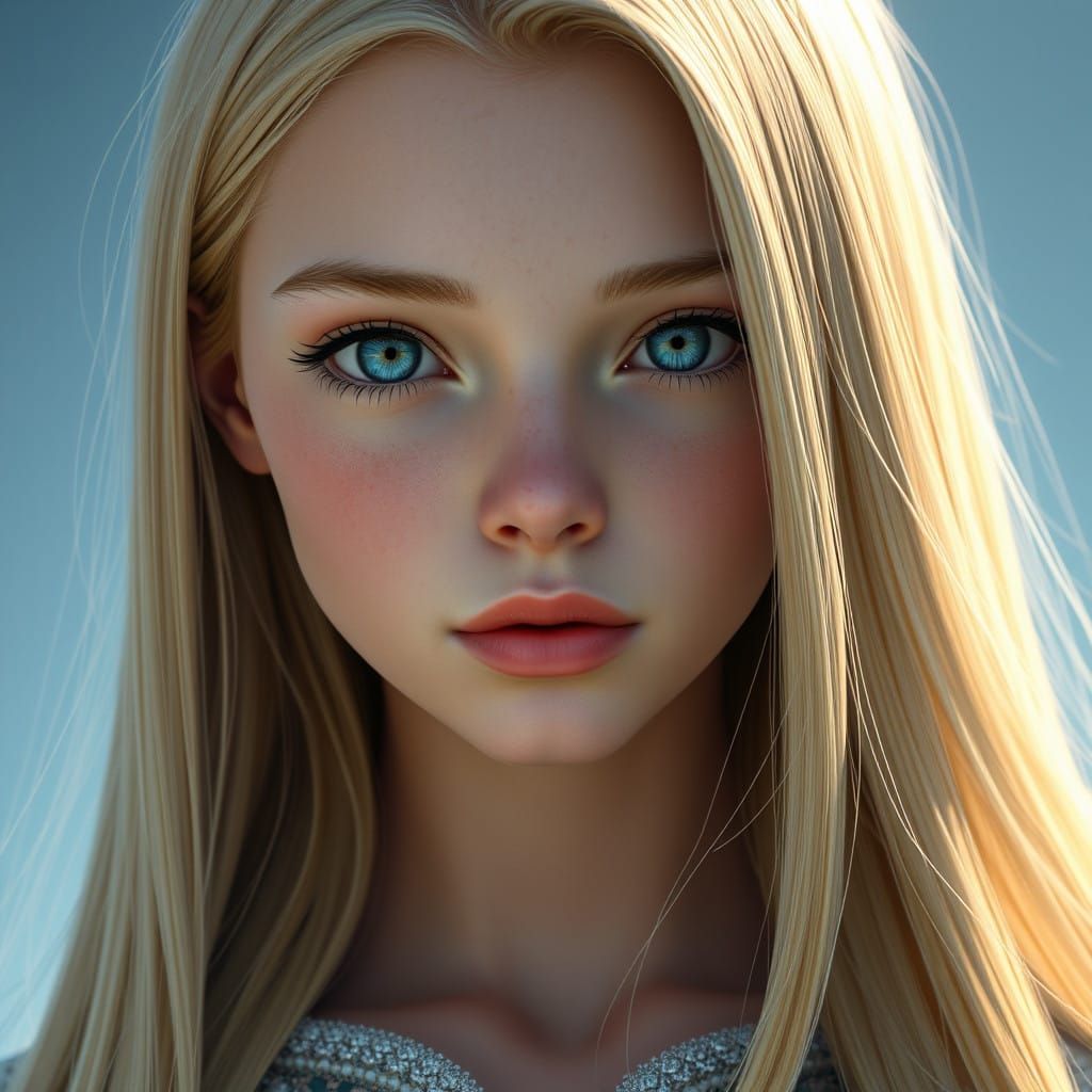 Ethereal Blonde Maiden in Dreamlike Landscape