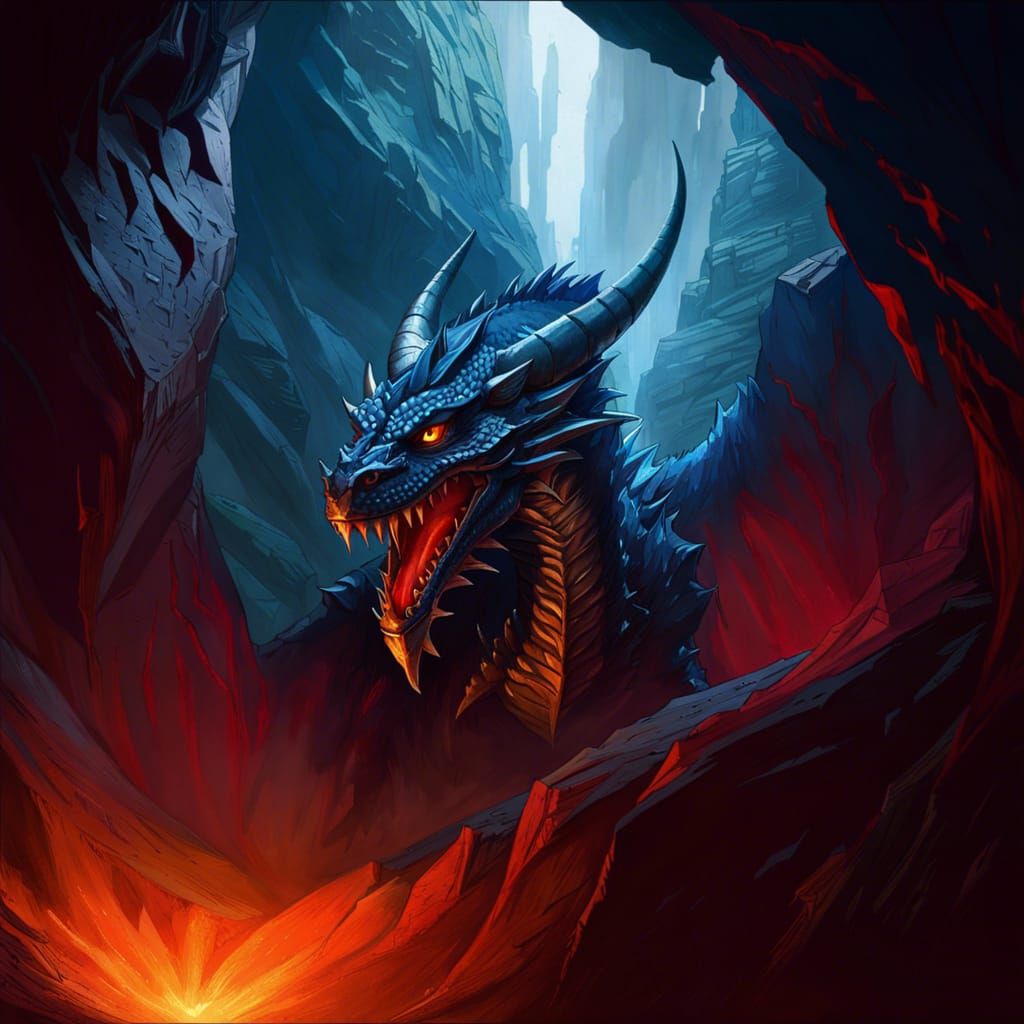 Epic Dragon Emerges from Cave in Dark Fantasy