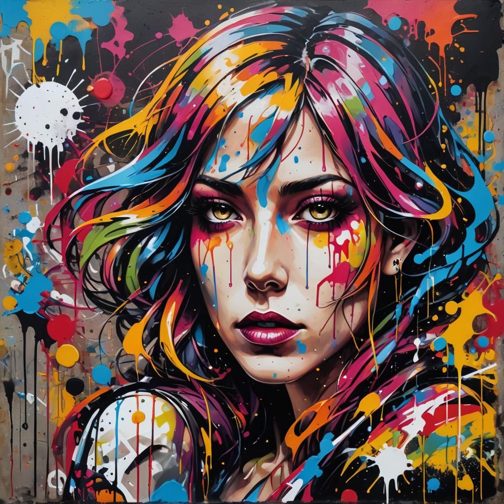 Women in 1920s Fashion in Vibrant Street Art Style