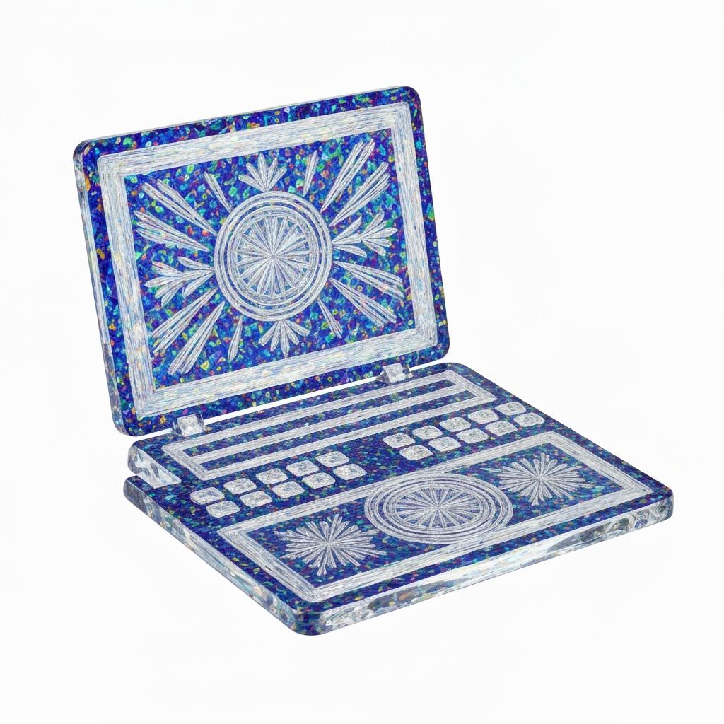 Glass Computer with Crystal Shards in Glass Sculpture Style