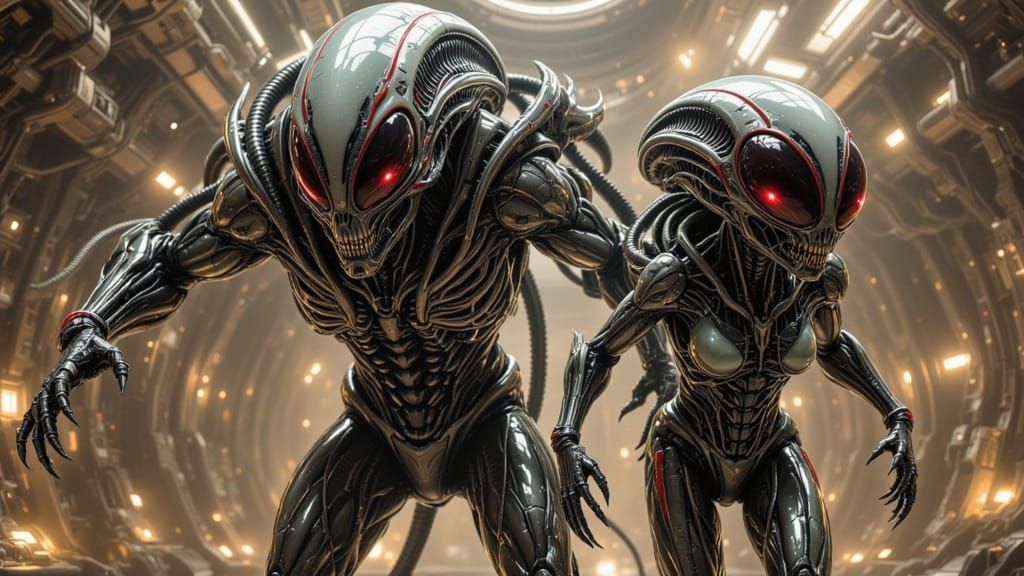 Alien Warriors in Dynamic Action Pose